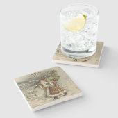 Victorian Santa Claus With Christmas Tree ストーンコースター (横)