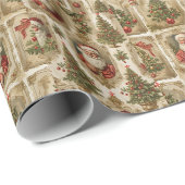 Victorian Santa Ephemera Design Christmas Collage ラッピングペーパー (ロールコーナー)