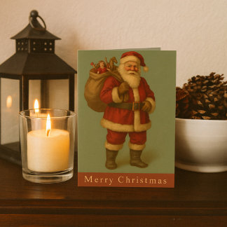 Victorian Santa Illustration Timeless Holiday カード