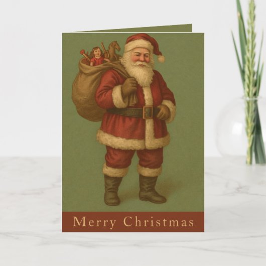 Victorian Santa Illustration Timeless Holiday カード (正面)