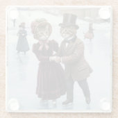 Victorian Skating Cats Glass Coaster ガラスコースター (裏面)
