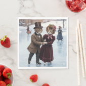 Victorian Skating Cats Napkins スタンダードランチョンナプキン (インサイチュ)