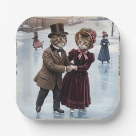 Victorian Skating Cats Paper Plates ペーパープレート