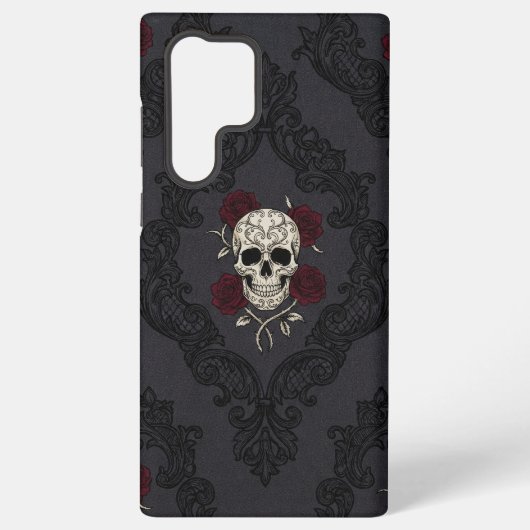 Victorian Skull & Roses Damask Phone Case Samsung Galaxyケース (裏面)