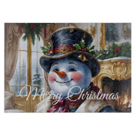 Victorian Snowman Christmas Design カッティングボード