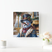 Victorian Snowman Christmas Design スクエア壁時計 (ホーム)