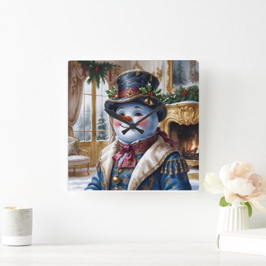 Victorian Snowman Christmas Design スクエア壁時計 (ホーム)