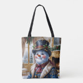 Victorian Snowman Christmas Design トートバッグ (裏面)