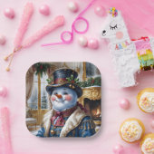 Victorian Snowman Christmas Design ペーパープレート (パーティー)
