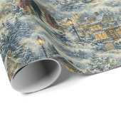 Victorian Snowy Village Christmas Illustration ラッピングペーパー (ロールコーナー)