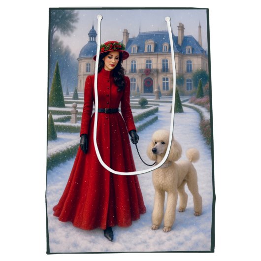 Victorian Standard Poodle Holiday  ミディアムペーパーバッグ (裏面)