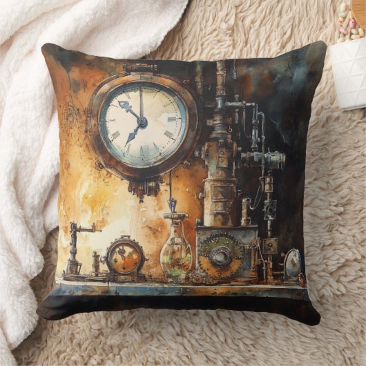 Victorian Steampunk Clock Lab クッション (ブランケット)