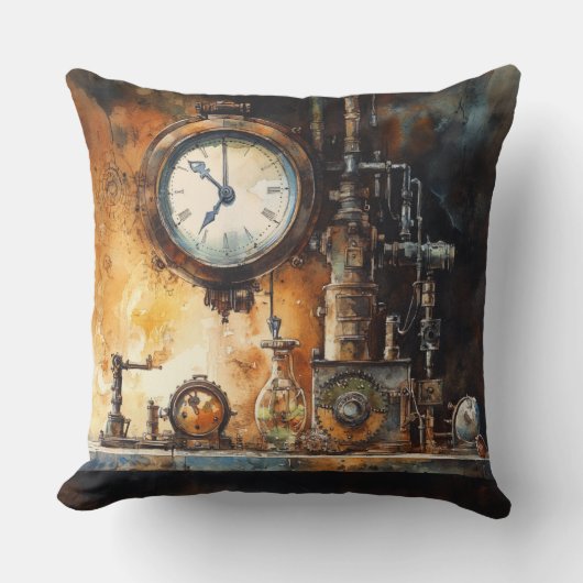 Victorian Steampunk Clock Lab クッション (正面)