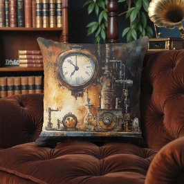 Victorian Steampunk Clock Lab クッション