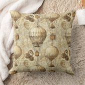 Victorian Steampunk Hot Air Balloons クッション (ブランケット)