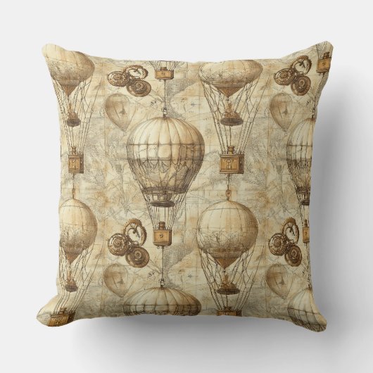 Victorian Steampunk Hot Air Balloons クッション (正面)