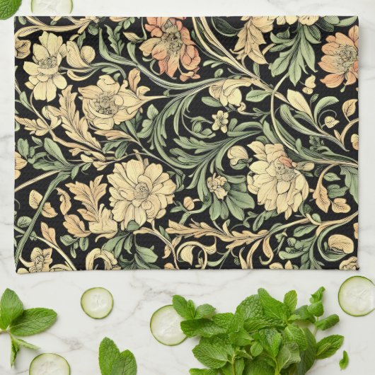 Victorian-style floral pattern  キッチンタオル (折り畳み)