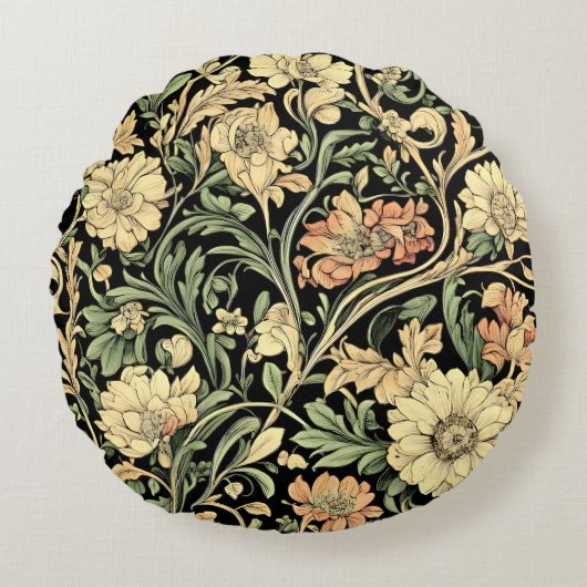 Victorian-style floral pattern  ラウンドクッション (正面)