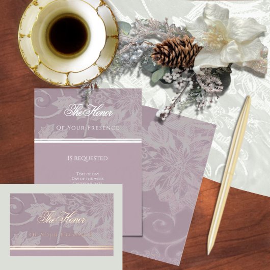 Victorian Tapestry Mauve Invitation Card 箔招待状