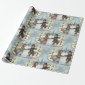 Victorian Teddy Bear Ice Skating Wrapping Paper ラッピングペーパー (アンロールド)