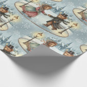 Victorian Teddy Bear Ice Skating Wrapping Paper ラッピングペーパー (角)