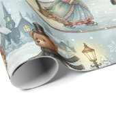 Victorian Teddy Bear Ice Skating Wrapping Paper ラッピングペーパー (ロールコーナー)