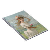 Victorian Tennis Lady with Flowered Hat Antique  ノートブック (右側)