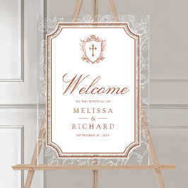 Victorian Terracotta Catholic Wedding Welcome アクリルサイン