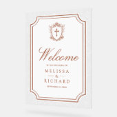 Victorian Terracotta Catholic Wedding Welcome アクリルサイン (傾斜)