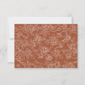 Victorian Terracotta Floral Line Art Wedding 出欠カード (裏面)