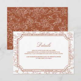 Victorian Terracotta Line Art Wedding Details エンクロージャーカード