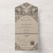 Victorian Til Death Black Tan Wedding QR Code オールインワン招待状 (内側)