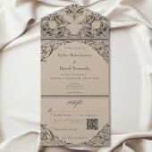 Victorian Til Death Black Tan Wedding QR Code オールインワン招待状