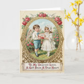 Victorian Valentine Angel Card カード (黄色い花)