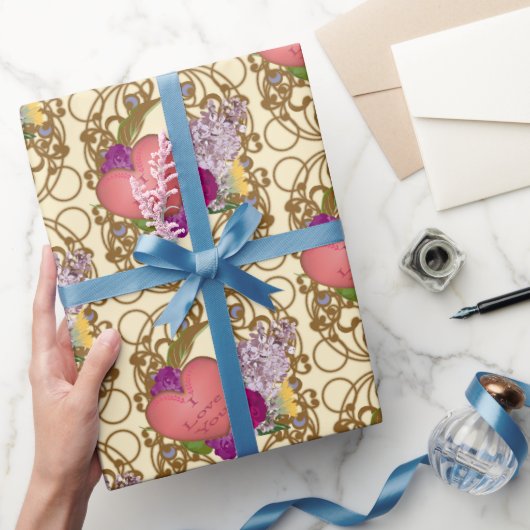 Victorian Valentine Floral Wrapping Paper ラッピングペーパー (ギフト)