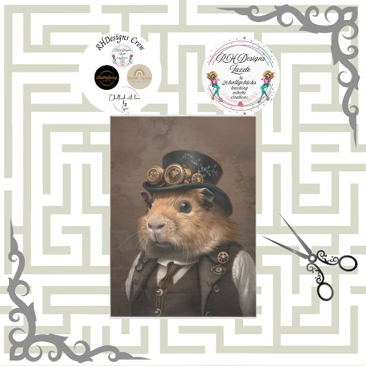 Victorian Vintage Guinea Pig Decoupage 薄葉紙