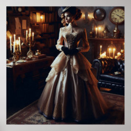 Victorian Vintage Mysterious Elegant Woman  ポスター