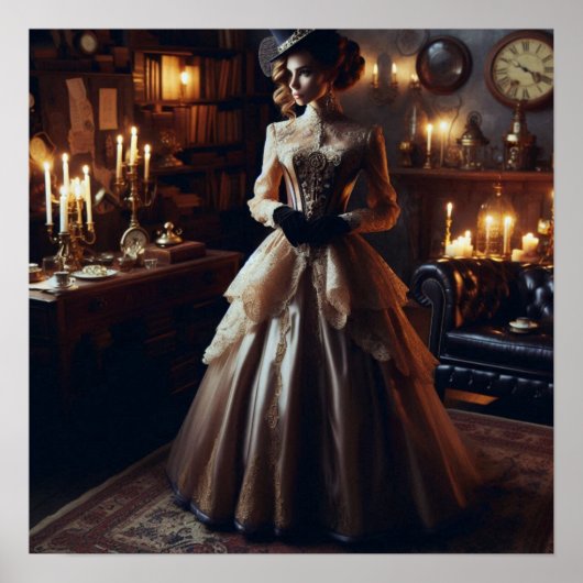 Victorian Vintage Mysterious Elegant Woman  ポスター (正面)