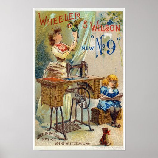 Victorian Vintage sewing machine advertisement ポスター (正面)