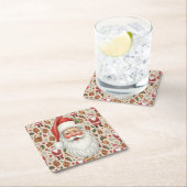 Victorian Watercolor Santa Christmas Collection スクエアペーパーコースター (インサイチュ)