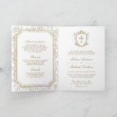 Victorian White and Gold Catholic QR Code Wedding 招待状 (内部)