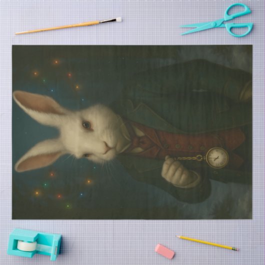 Victorian White Rabbit – Whimsical Fantasy Animal  薄葉紙 (クラフト)