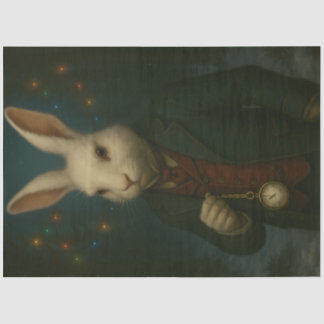 Victorian White Rabbit – Whimsical Fantasy Animal  薄葉紙