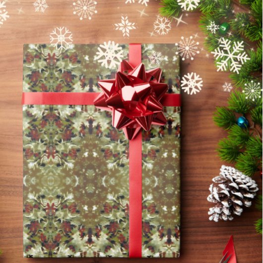Victorian winter holly berry branches snow pattern ラッピングペーパー