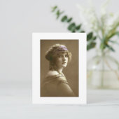 Victorian woman hair in beads and scarf ポストカード (スタンド正面)
