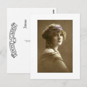 Victorian woman hair in beads and scarf ポストカード (正面/裏面)
