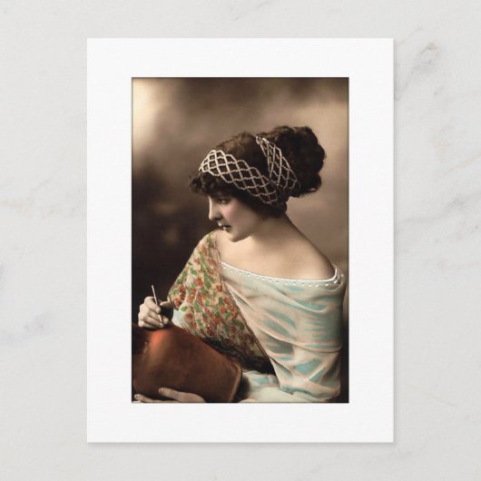 Victorian woman hair up in beads ポストカード (正面)