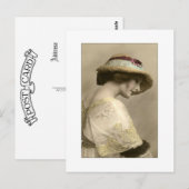 Victorian woman in hat and beaded dress ポストカード (正面/裏面)