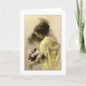 Victorian woman pink roses, romantic カード (正面)