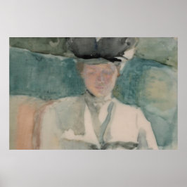 Victorian Woman Portrait Pastel-Tone Watercolor ポスター